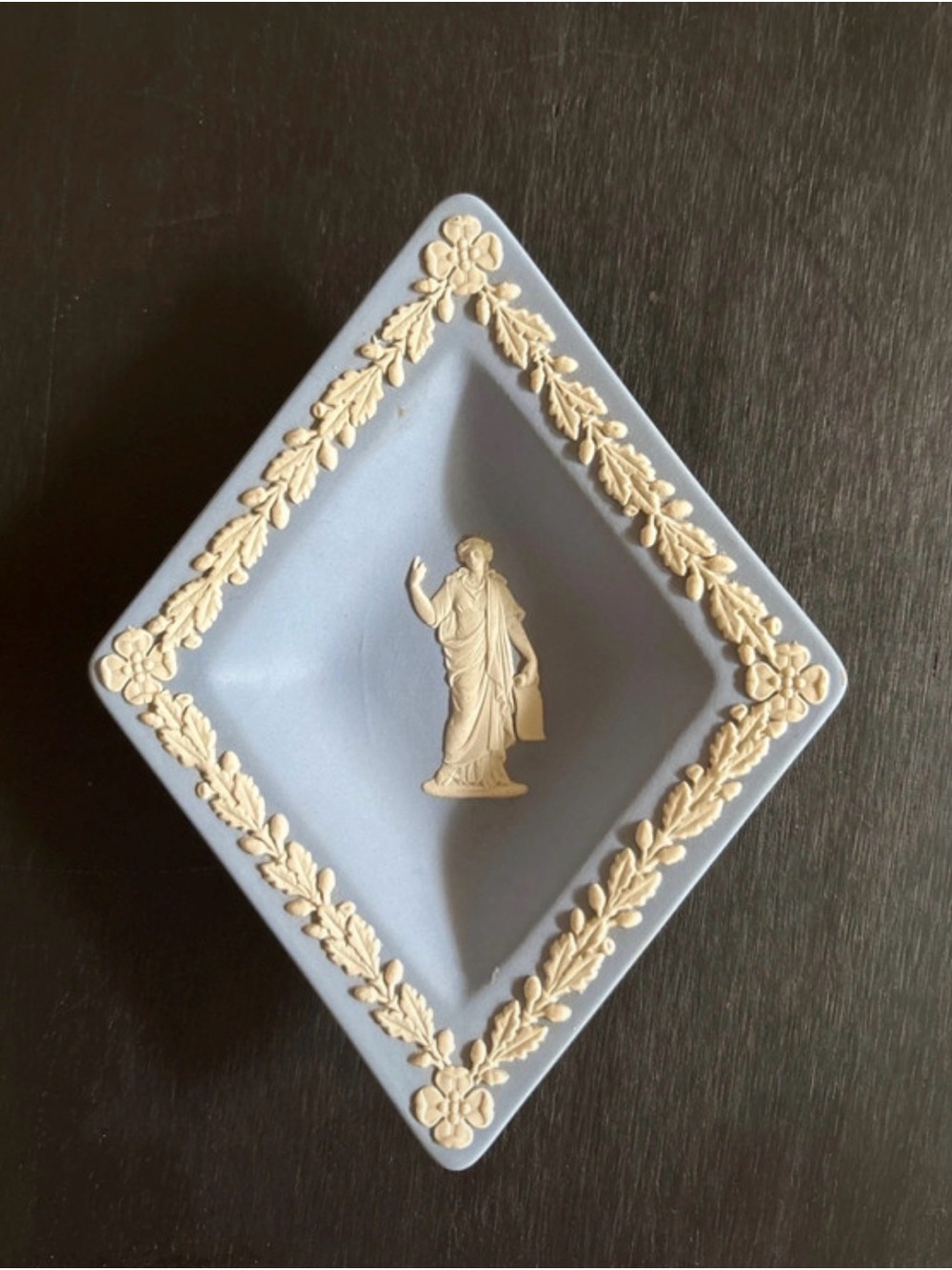 Wedgewood-Style Pale Blue Jasperware Trinket Dish with White Relief